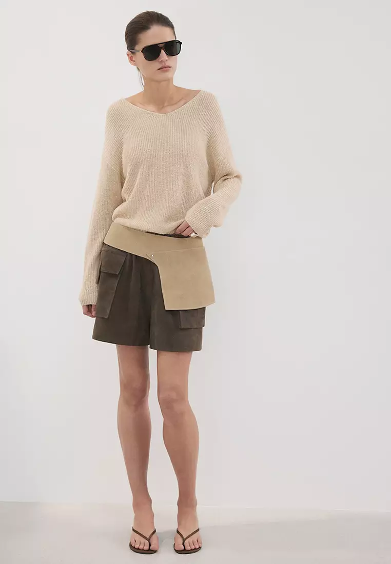 V-Neck Openwork Knitted Sweater