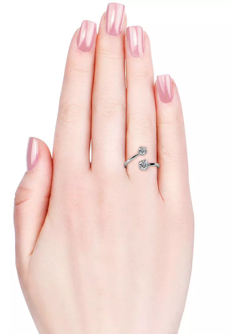 Birth Stone Ring April Diamond WG - Cincin Crystal by Her Jewellery