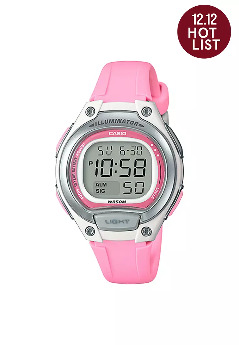 Jam Tangan Wanita Casio General LW-203-4AVDF Digital Dial Pink Resin Band