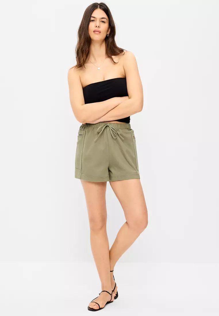 High-Waisted Pull-On Utility Shorts