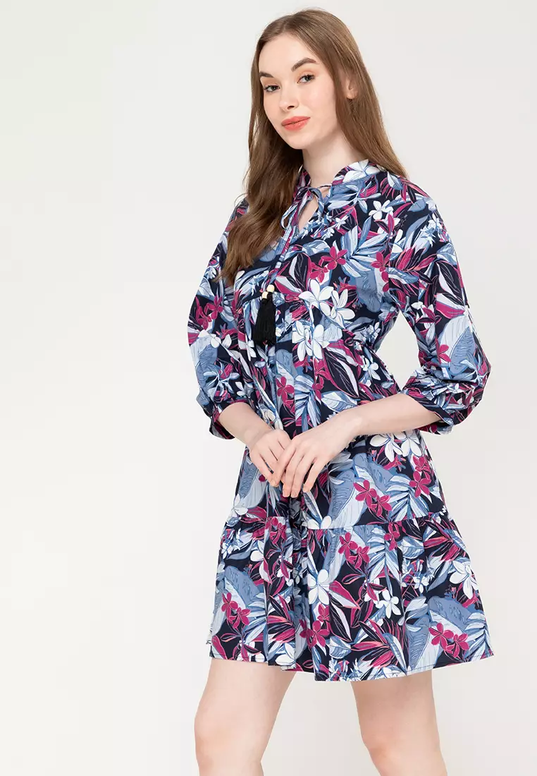Caprice Printed Baby Doll Dress