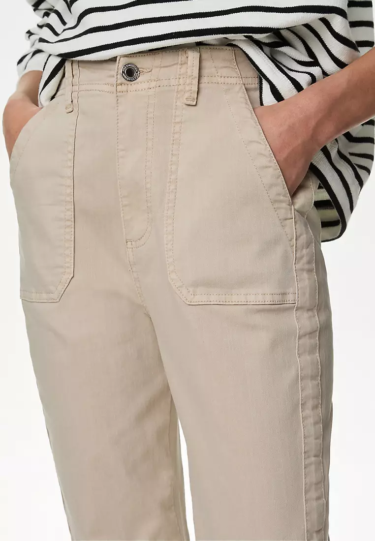 Cotton Blend Slim Fit Ankle Grazer Joggers