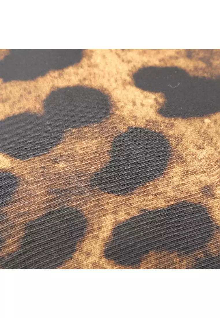 Pre-Loved CHRISTIAN LOUBOUTIN Backpack rucksack knapsack leopard Nylon leather Brown black purse