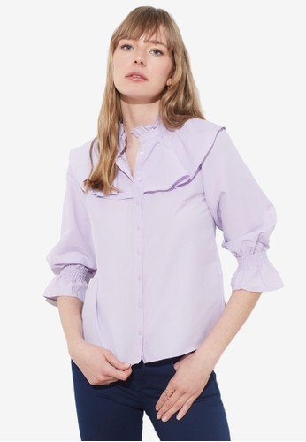 Trendyol purple Frilly Detail Gathered Blouse 1553CAA5848597GS_1