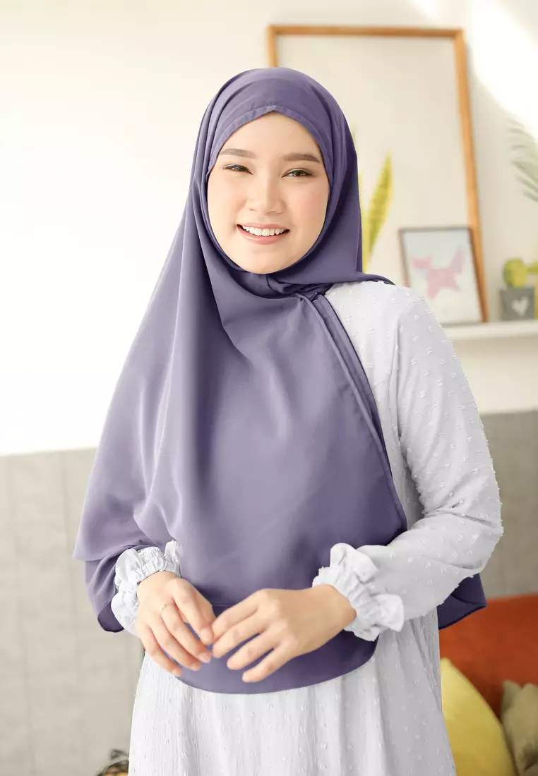 Anya Instan | Hijab Instan Resleting | Bergo Khimar Kerudung 2 Layer  - Purple Opulence