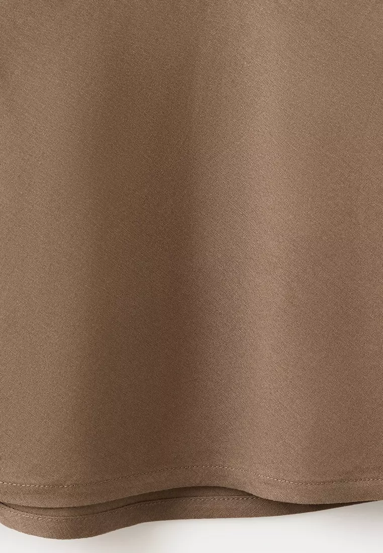 Linen-Blend Straight Skirt