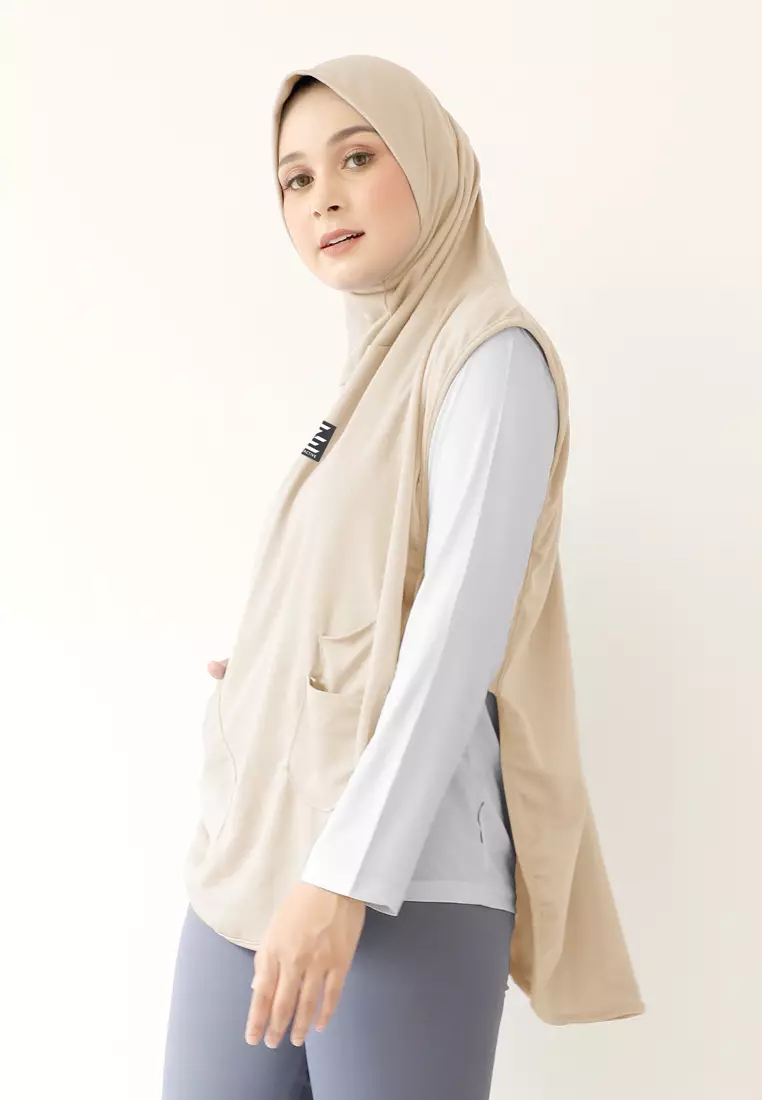 Hijab Vest Olahraga Nara Sporty Pocket - Choco Foam
