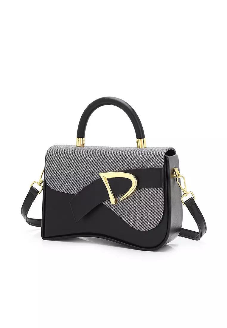 Women's Top Handle Bag / Sling Bag / Crossbody Bag - Black