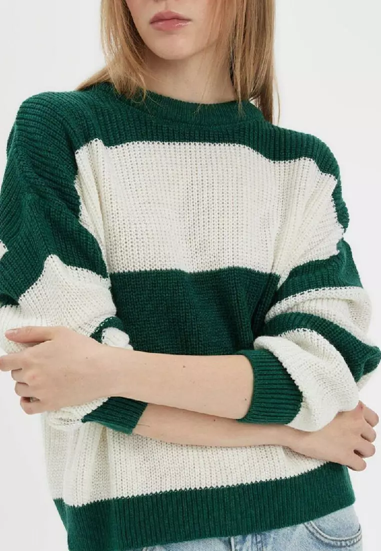 Crew Neck Stripe Knit Jumper