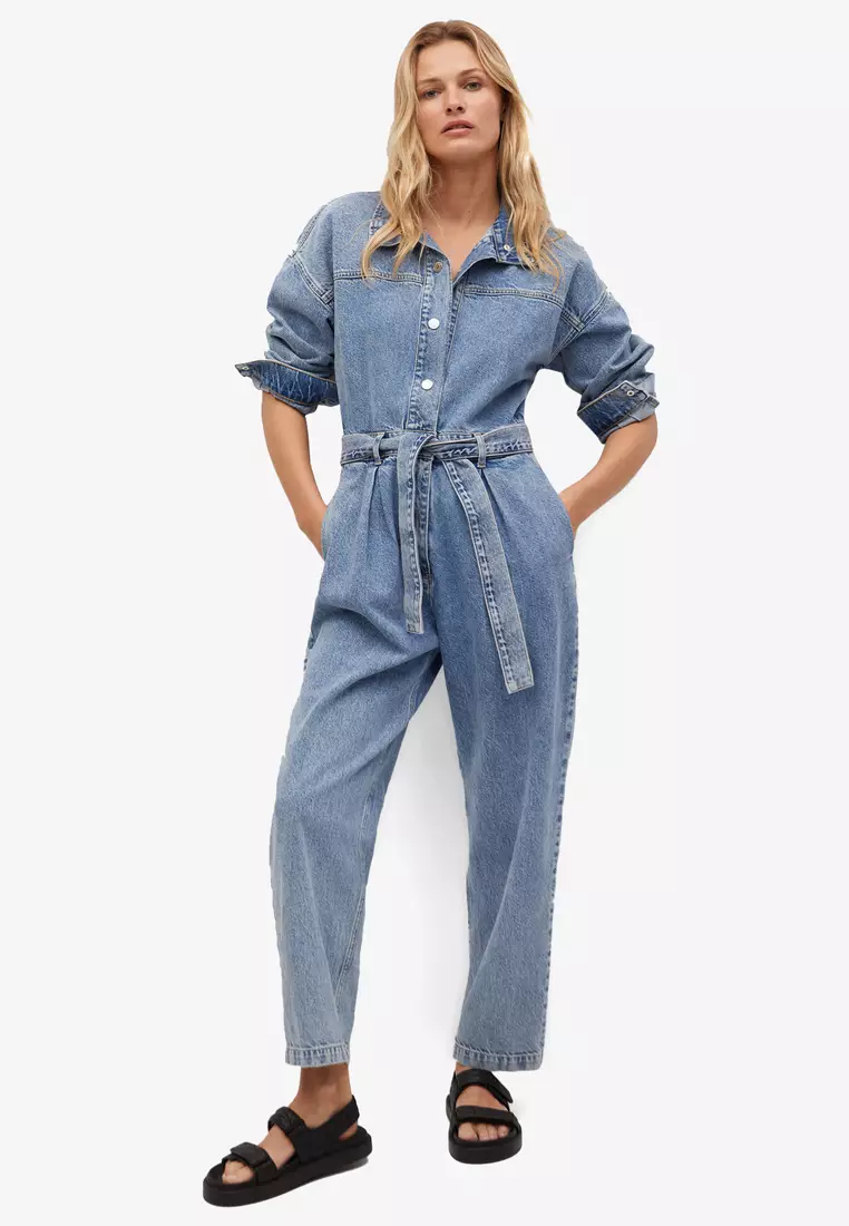 Buy Mango Belt Denim Jumpsuit 2024 Online