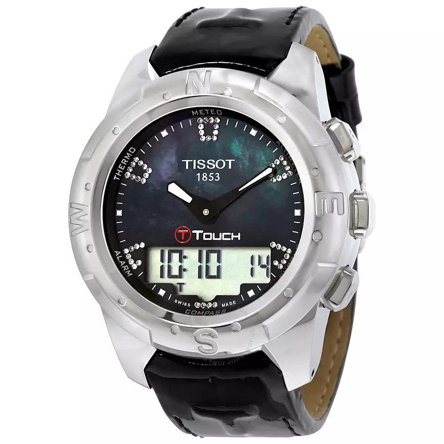 Tissot T Touch II Black Mother of Pearl Dial Black Leather Strap