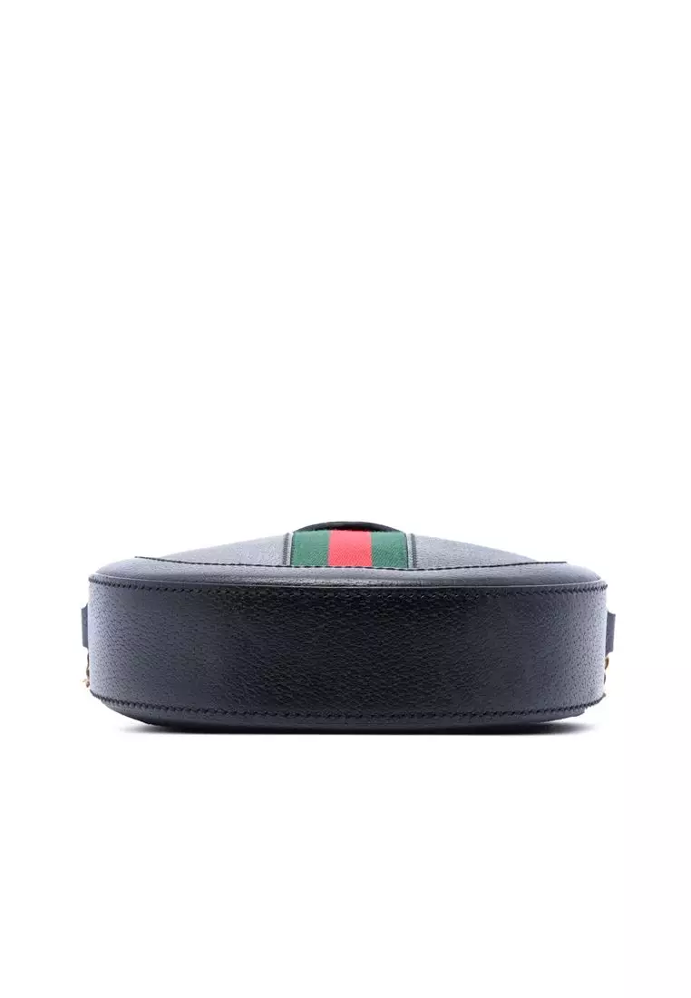 Pre-Loved Gucci Mini Calfskin Web Ophidia Round Crossbody