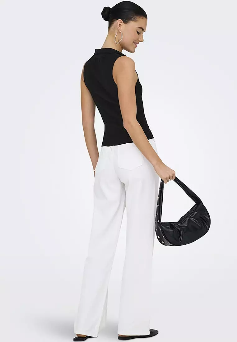 Sleeveless Knit Collar Top