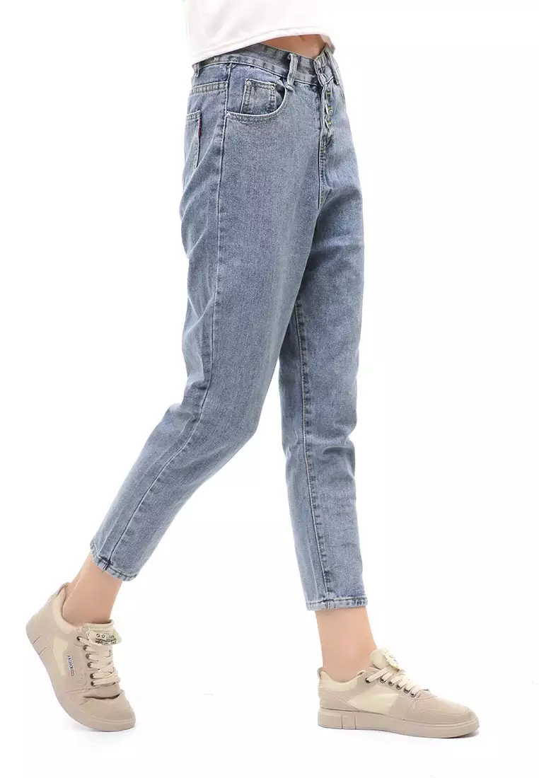 Jourel Long Pants Celana Panjang Wanita Highwaist Jeans Material Denim ORIGINAL - Light Blue