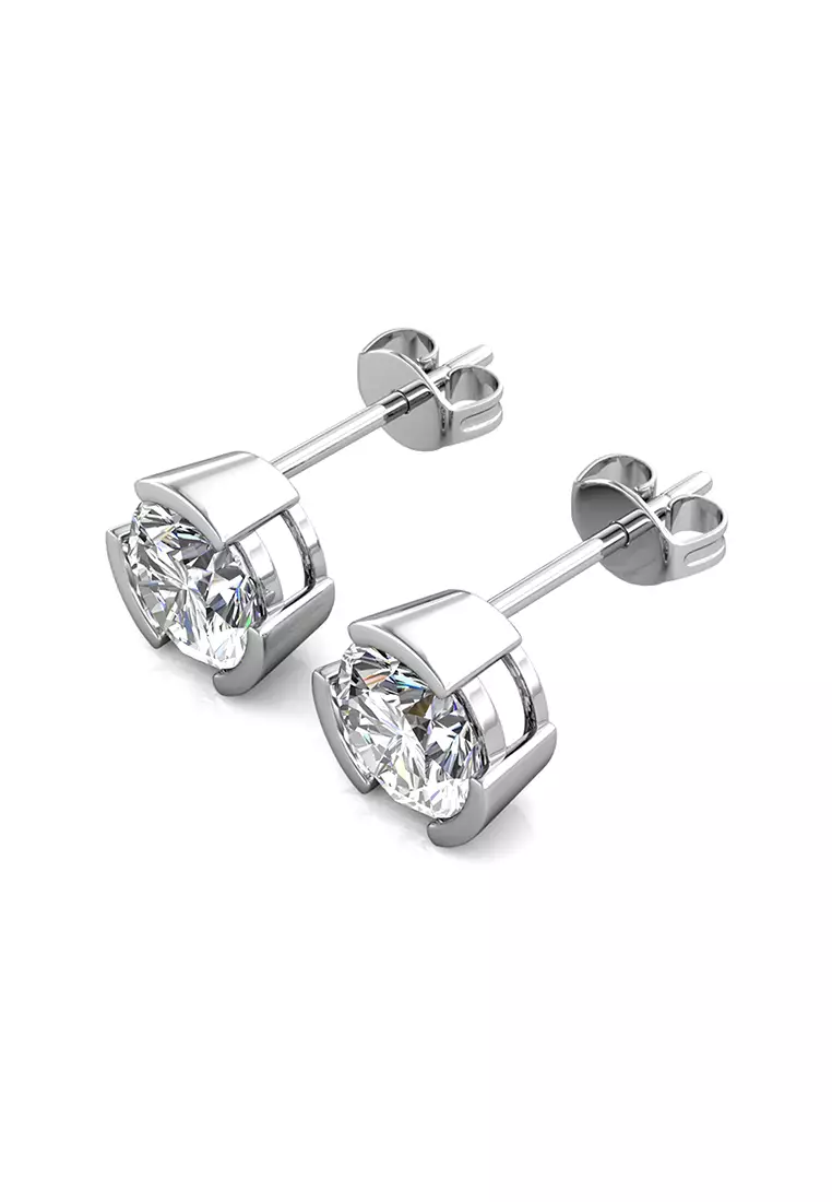 Berlian Moissanite Esquerre Earring WG [GRA CERTIFICATE MOISSANITE DIAMOND] - Anting 1 CT Moissanite Diamond with 925 Silver Celesta Moissanite