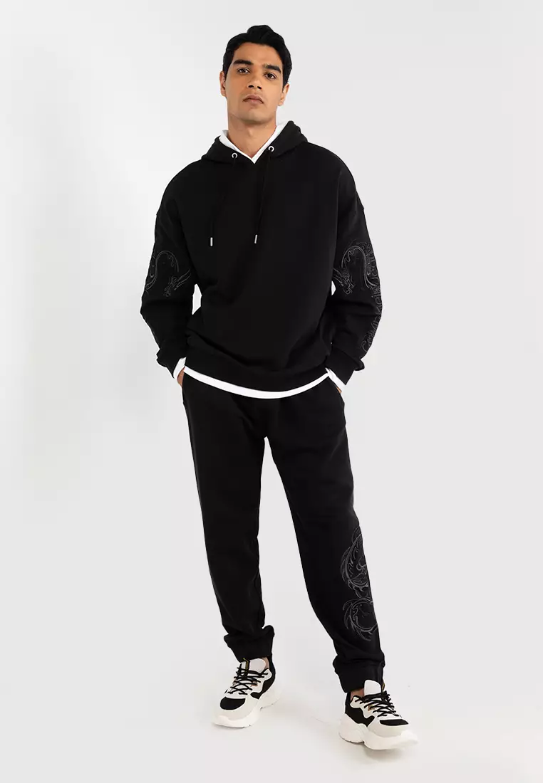 Calvin Klein Jeans SLANTED AOP LOGO RELAXED HOODIE Black - Free