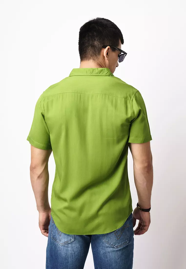 Viscose Olive Green Casual Shirt SS