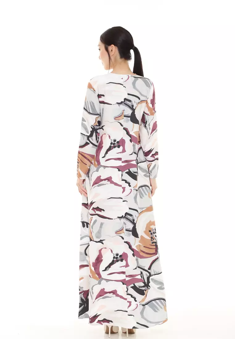 Felicia Printed Dress in Purple White