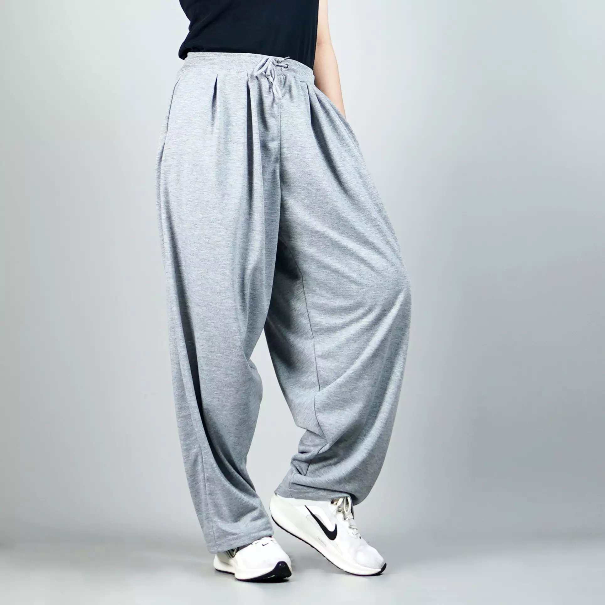 BAGGY PANTS Celana Baggy Pants Wanita Wide Leg Pants Baggy Pants Loose Fit Pants - ABU MUDA