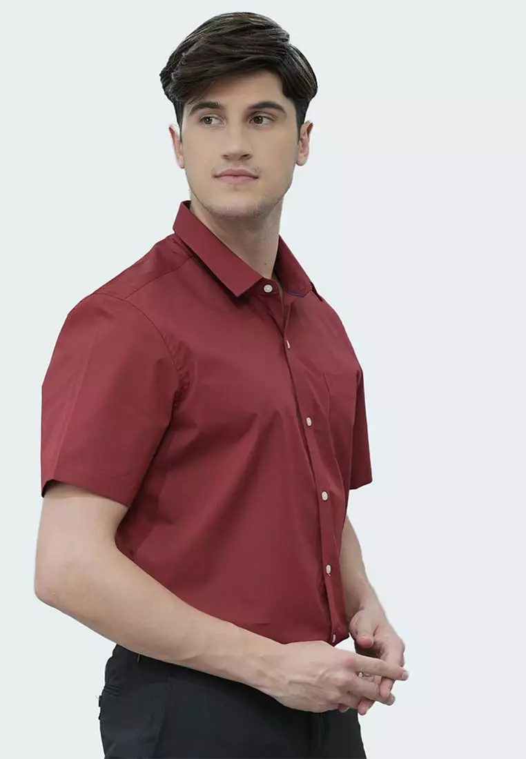 Johnwin - Kemeja Formal - Slim Fit - Lengan Pendek - Opulence  Collection - Model Basic - Blue/Red/Gey/Olive/Black/White - Multi Produk - FSH.650.K393