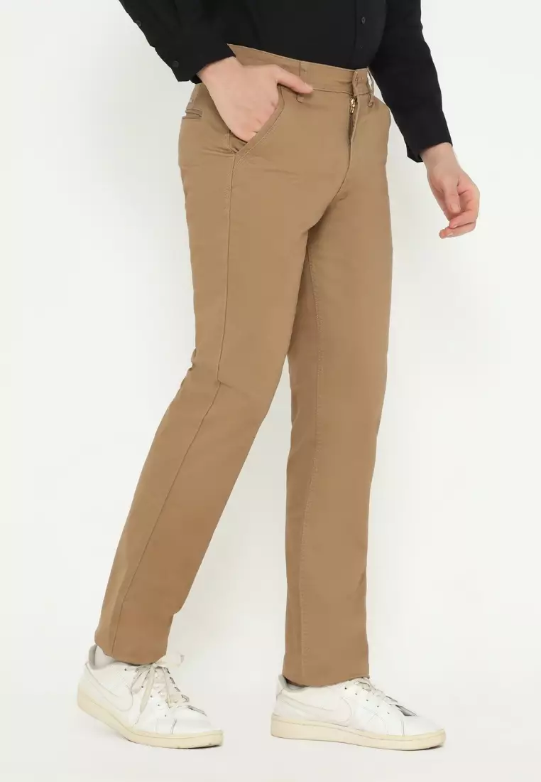 POLICE Celana Chino Panjang Cotton Premium Stretch Regular Fit Pria