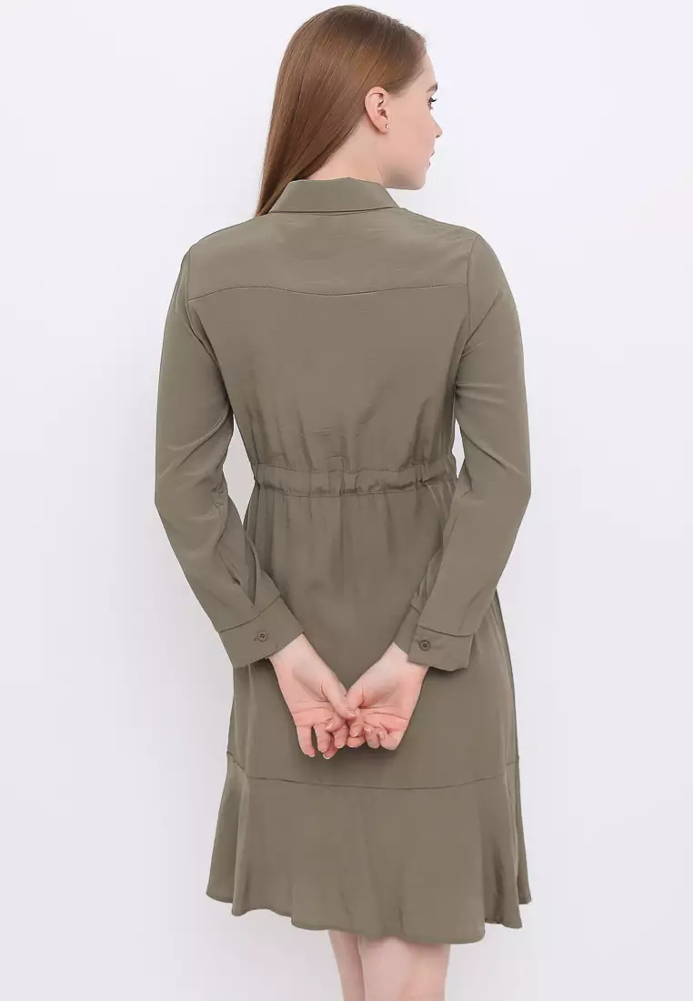 Long Sleeves Blouse With Adjustable Front Waist Ribbon