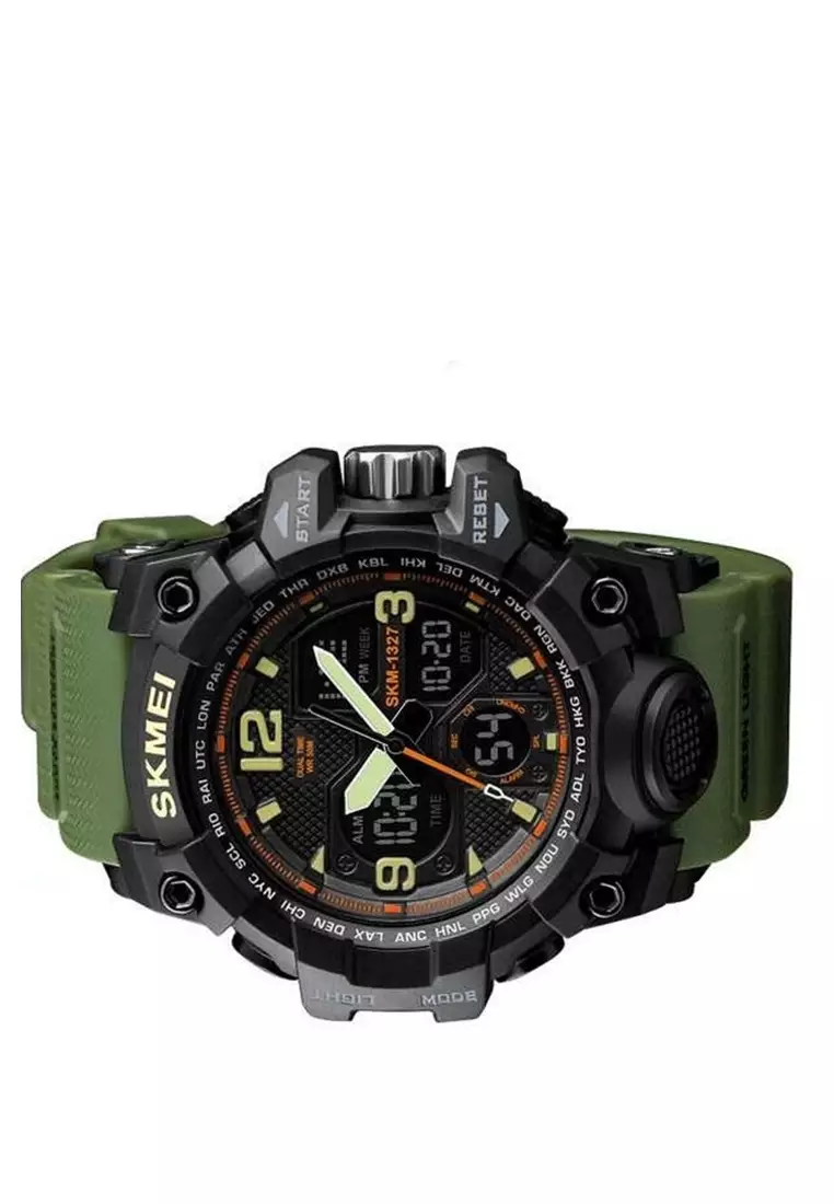 Jam Tangan Kasual Digital Analog Pria LED Waterproof Strap Tali Material Silicone SS78 ORIGINAL