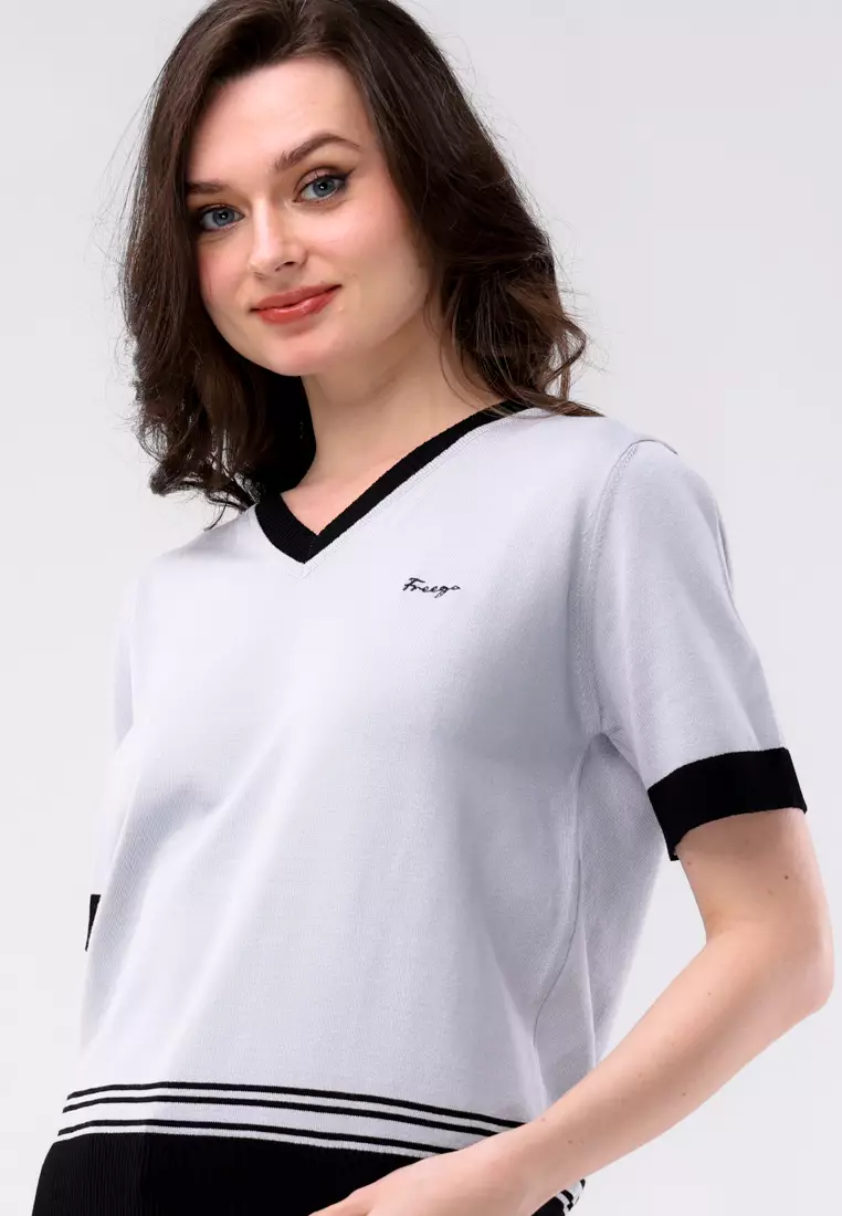 Knitted Short Sleeve Blouse