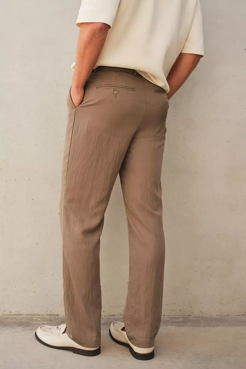 Regular Fit Belted twill trousers