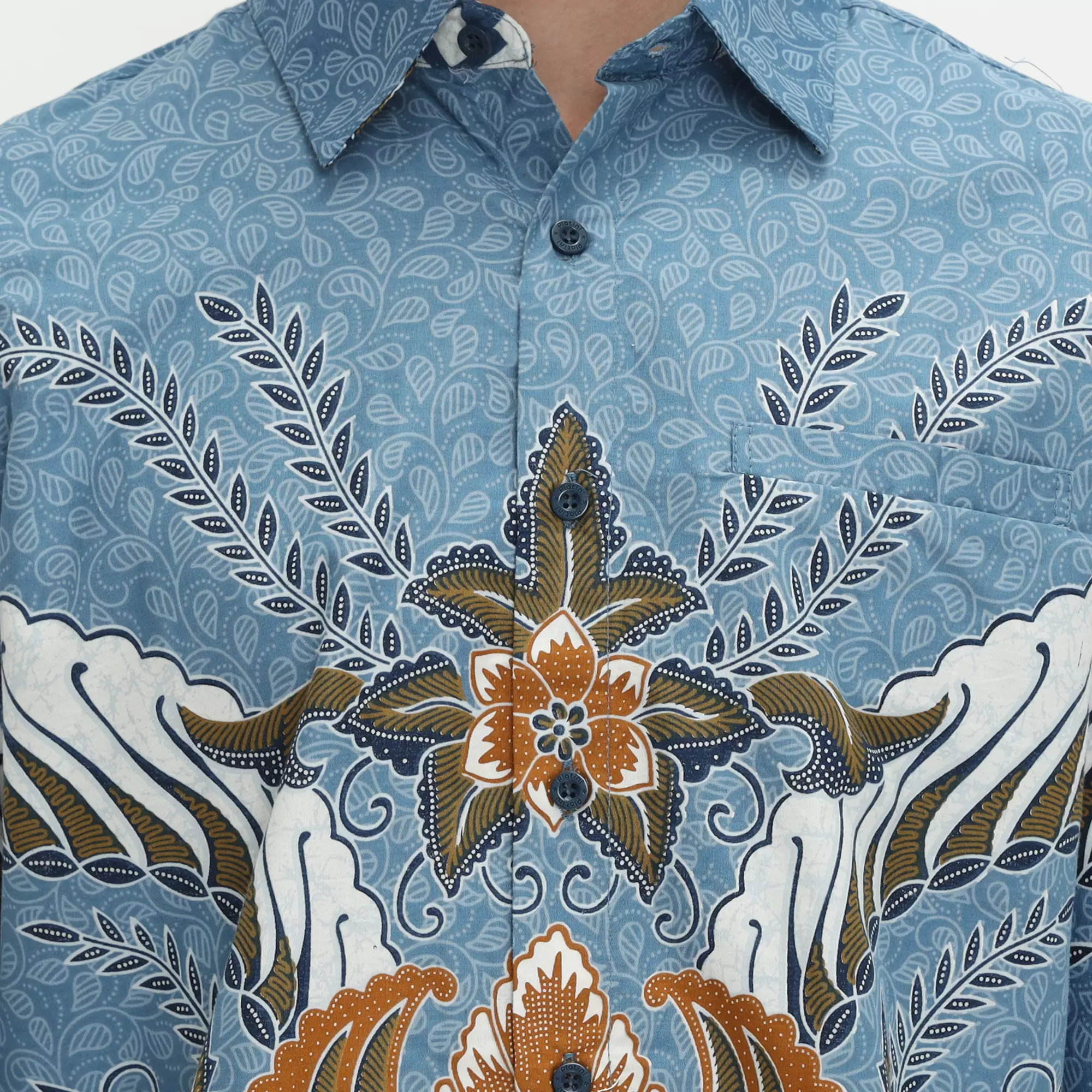 Platini Kemeja Batik Pria Lengan Panjang Katun Sky Blue 36063