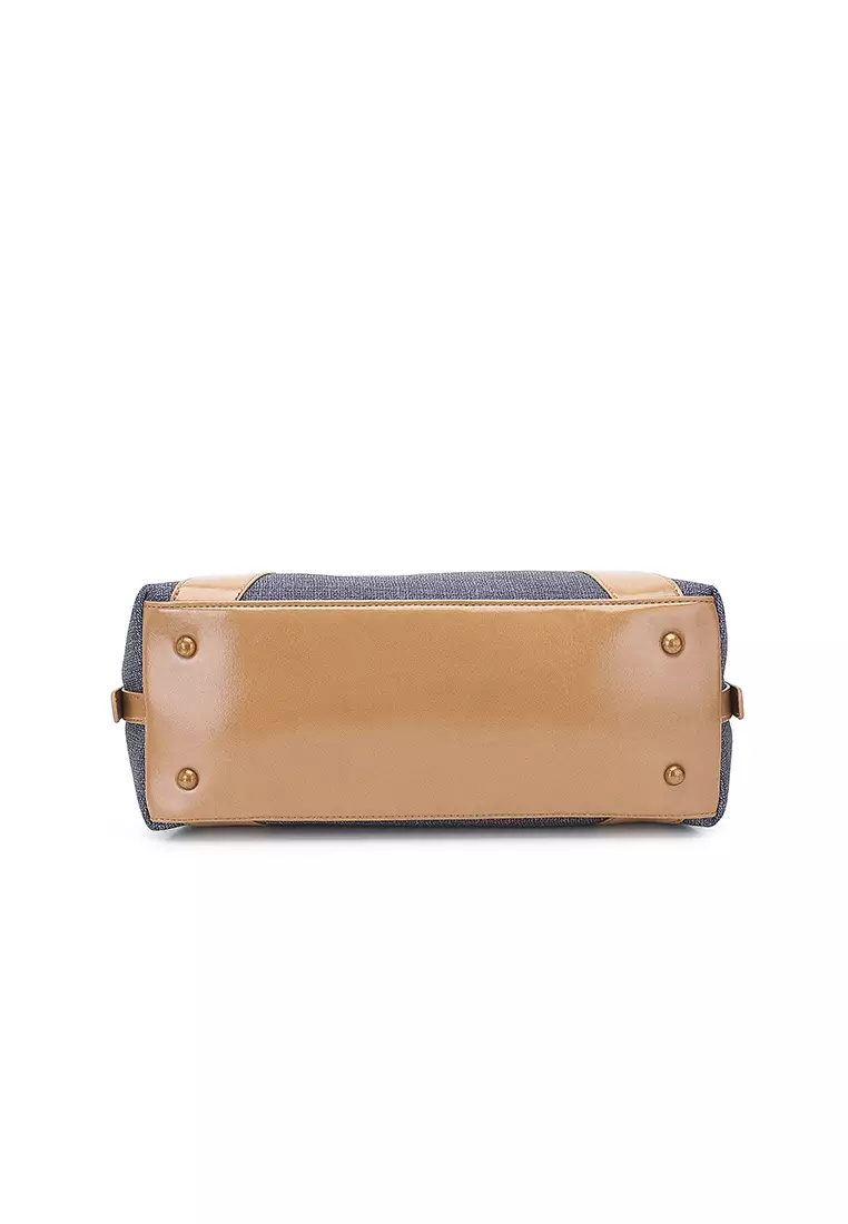 Women's Top Handle Bag / Sling Bag / Crossbody Bag / Shoulder Bag - Blue / Light Brown