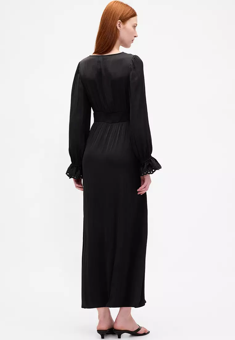 Buy GAP Long Sleeve V-Neck Maxi Dress 2026 Online | ZALORA