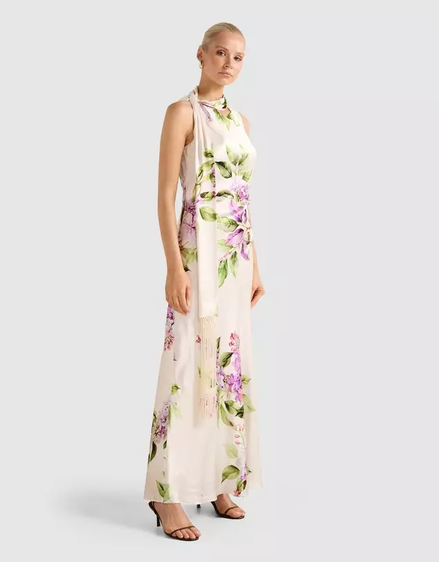 Ariane Tassel Scarf Satin Maxi