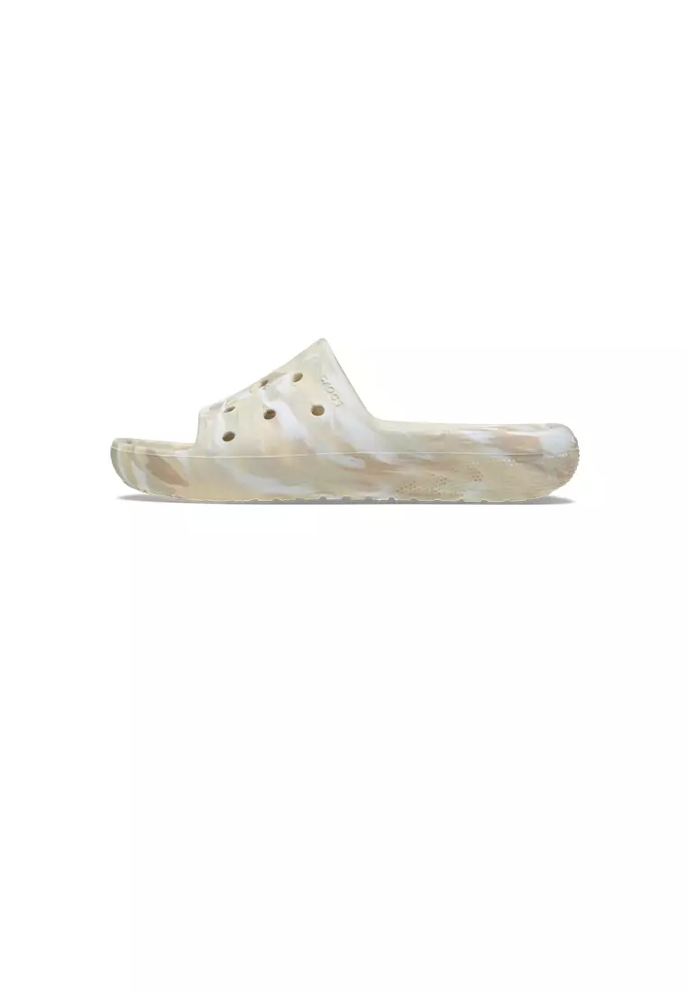 Classic Marbled Slide 2 in Bone Multi