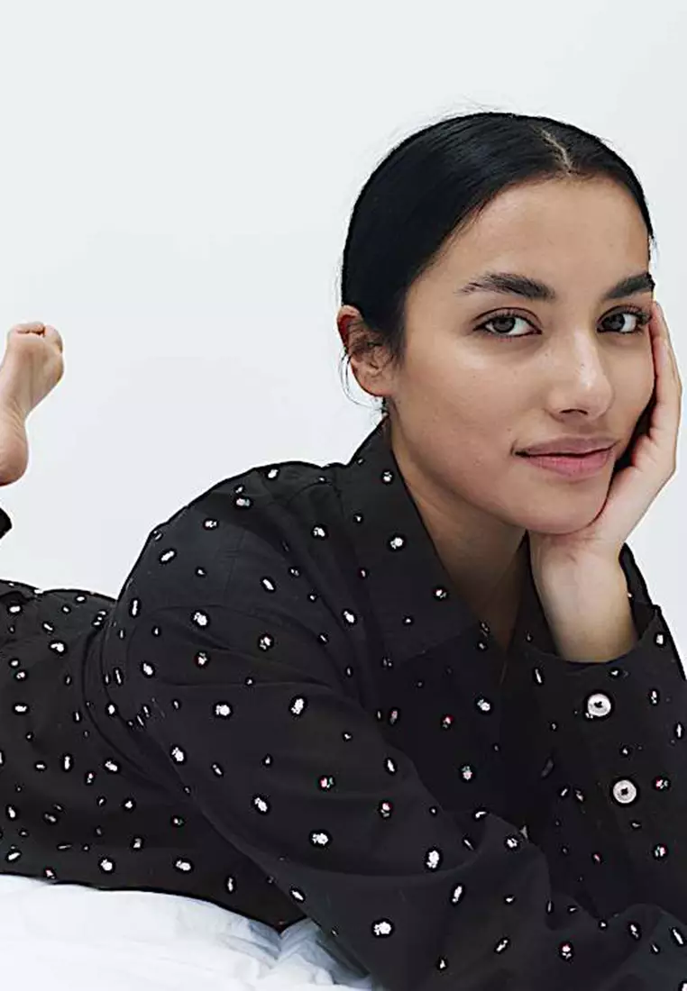 Pure Cotton Floral Cropped Lounge Shirt