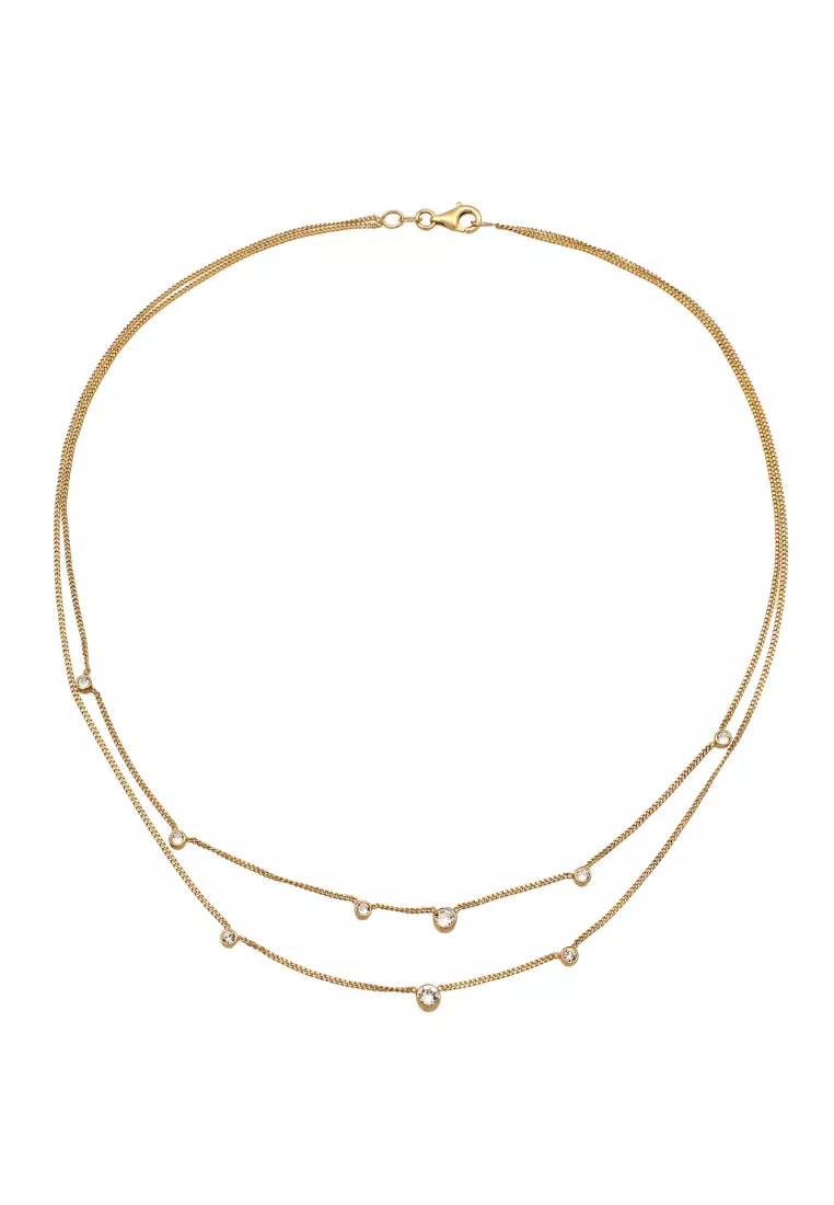 Necklace Short Layer Circle Gold Plated  Embellished With Crystals By Swarovski®