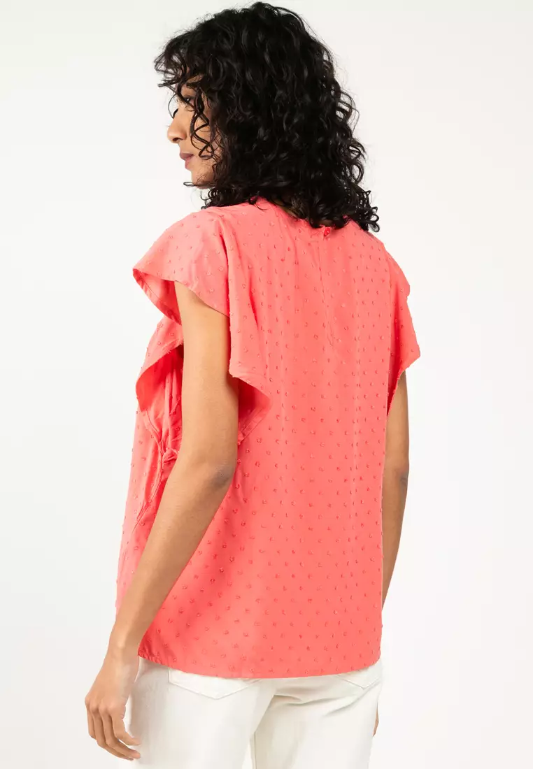 Short Sleeve Frill Woven Top