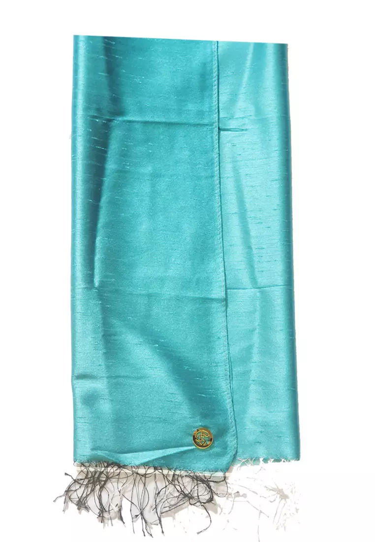 Glamour Raw Silk Pashmina Turquoise