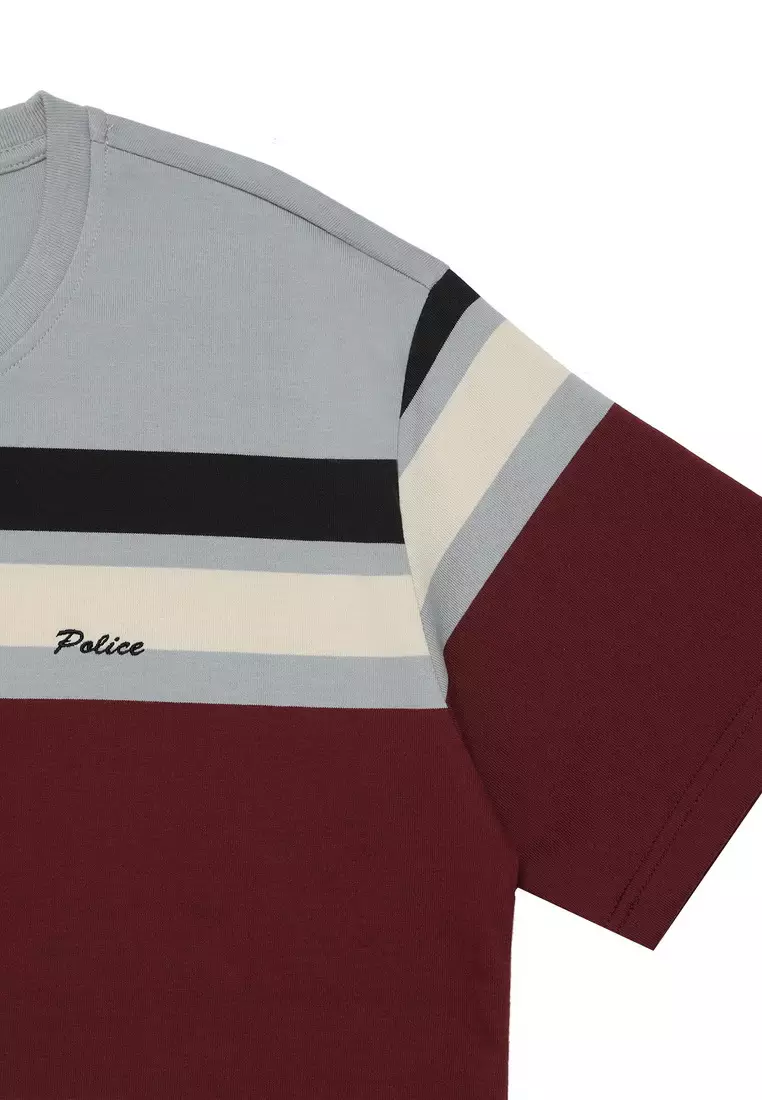 POLICE T-Shirt Salur Bordir Cotton Premium Tebal Pria