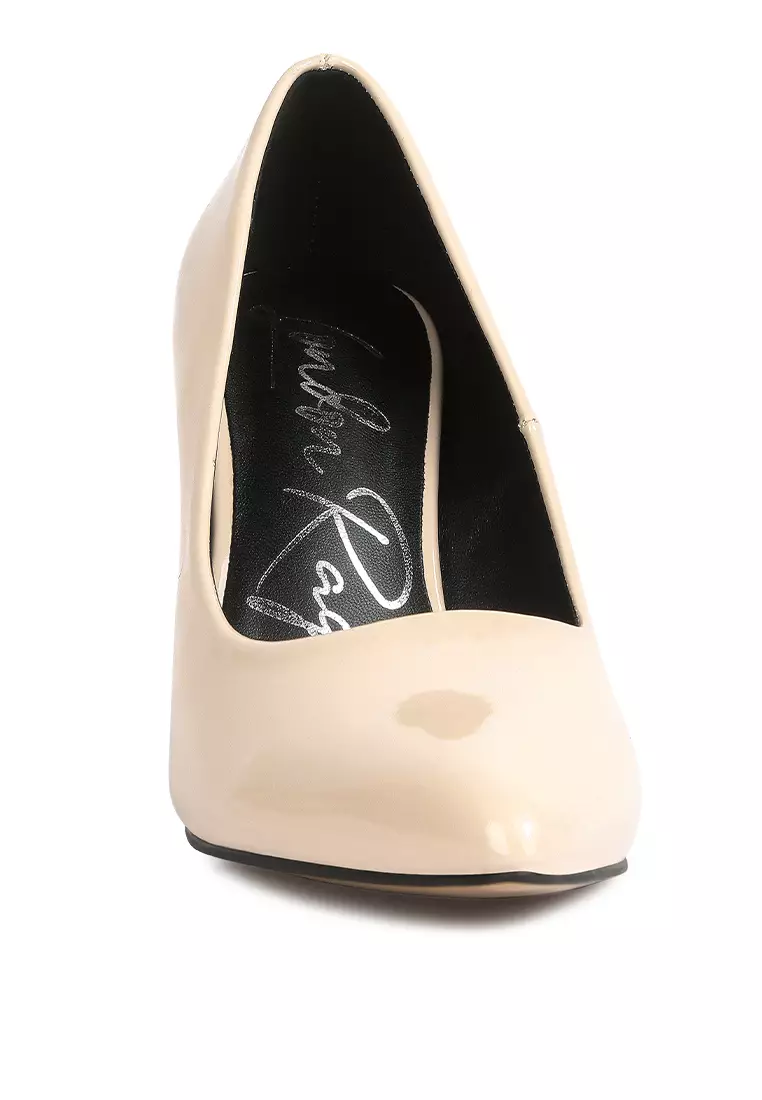 Block Heeled Formal Pumps in Nude