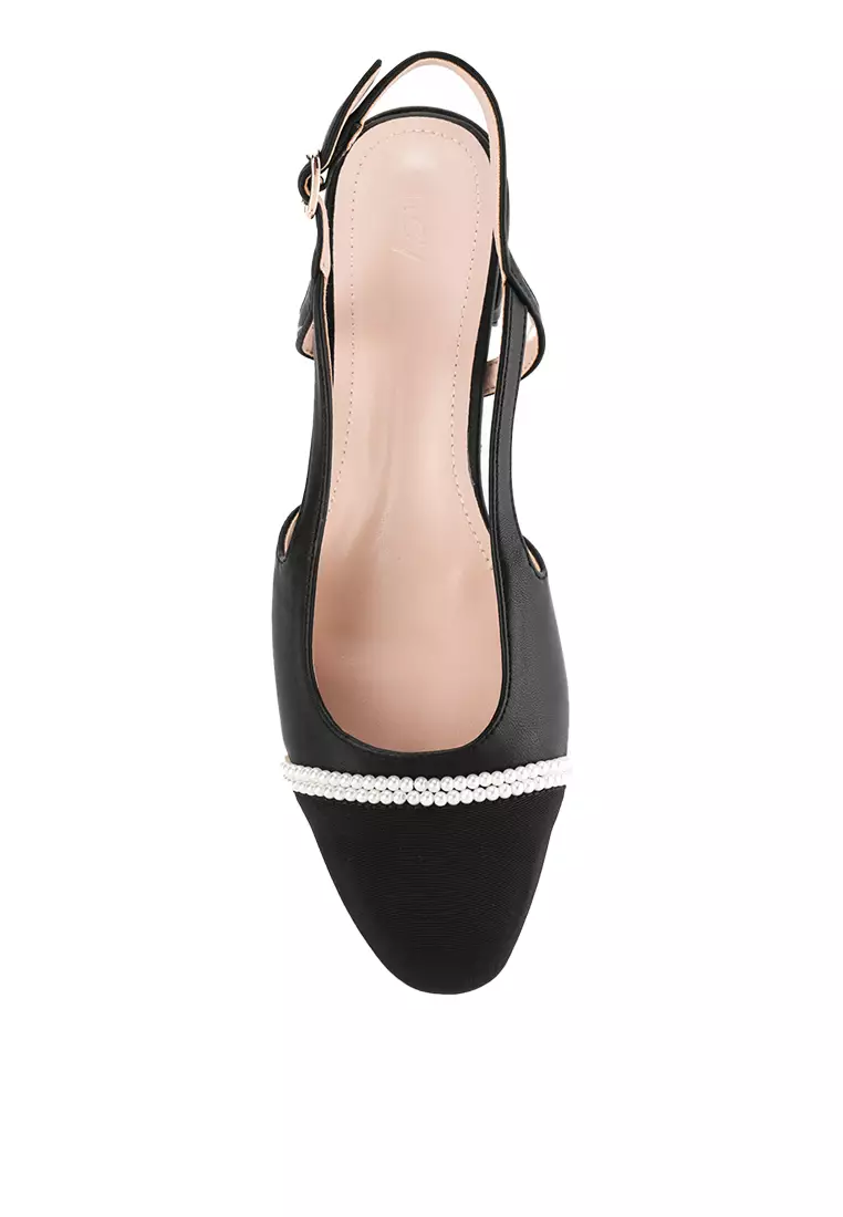 AMBER J2384-1 SLINGBACK SHOES BLACK