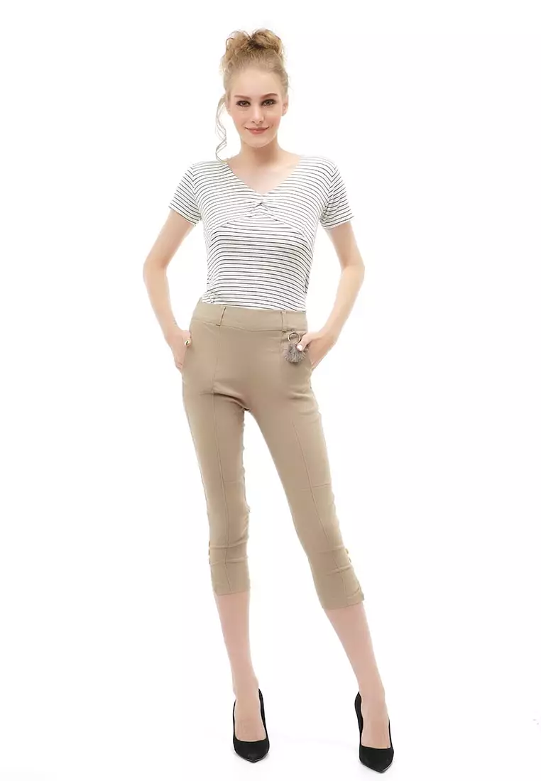 Jourel Long Pants Casual Wanita Soft Jeans Strecth Material Cotton ORIGINAL - Cream