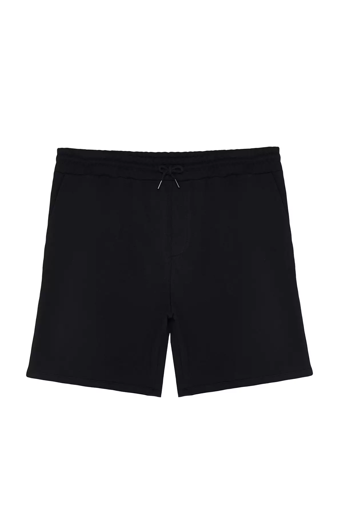 Plus Size Black Regular Cut Comfortable 100% Cotton Basic Shorts TMNSS24AP00001