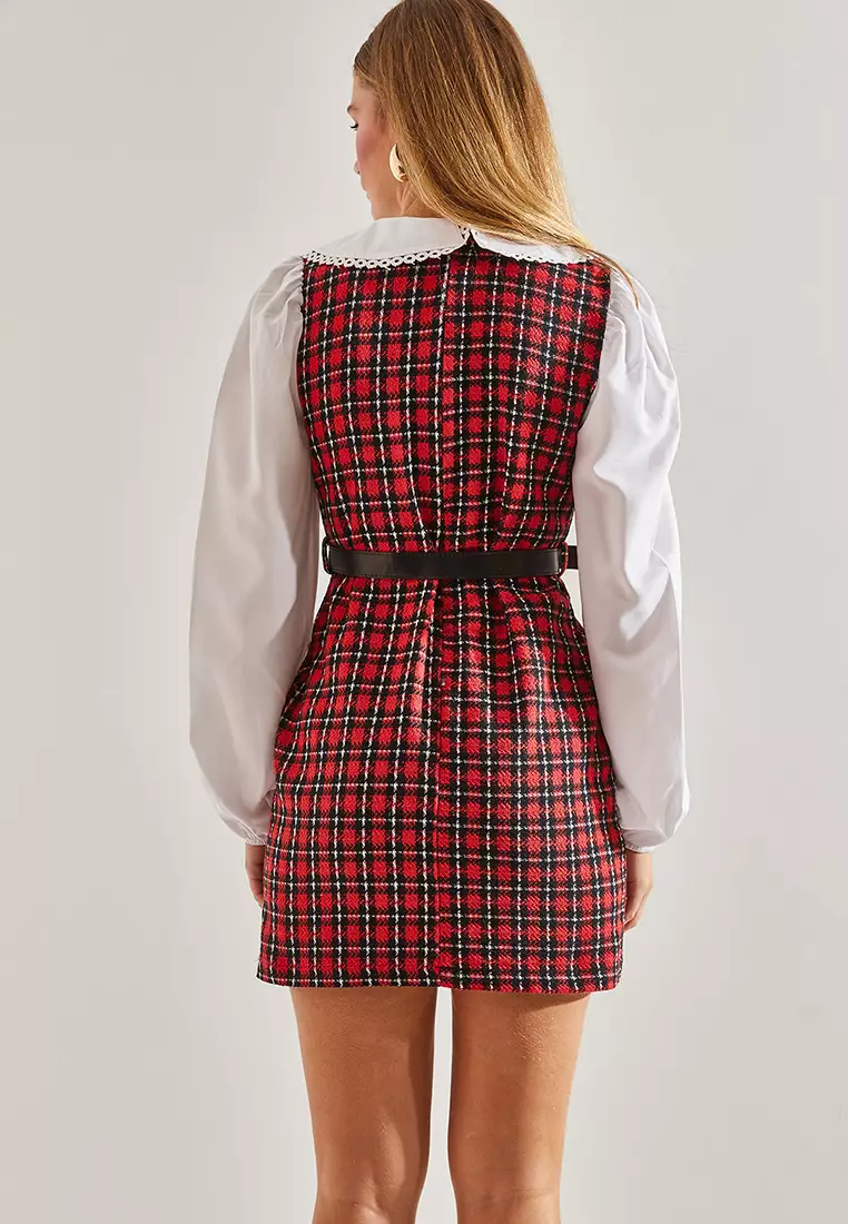 Belted Plaid Dress