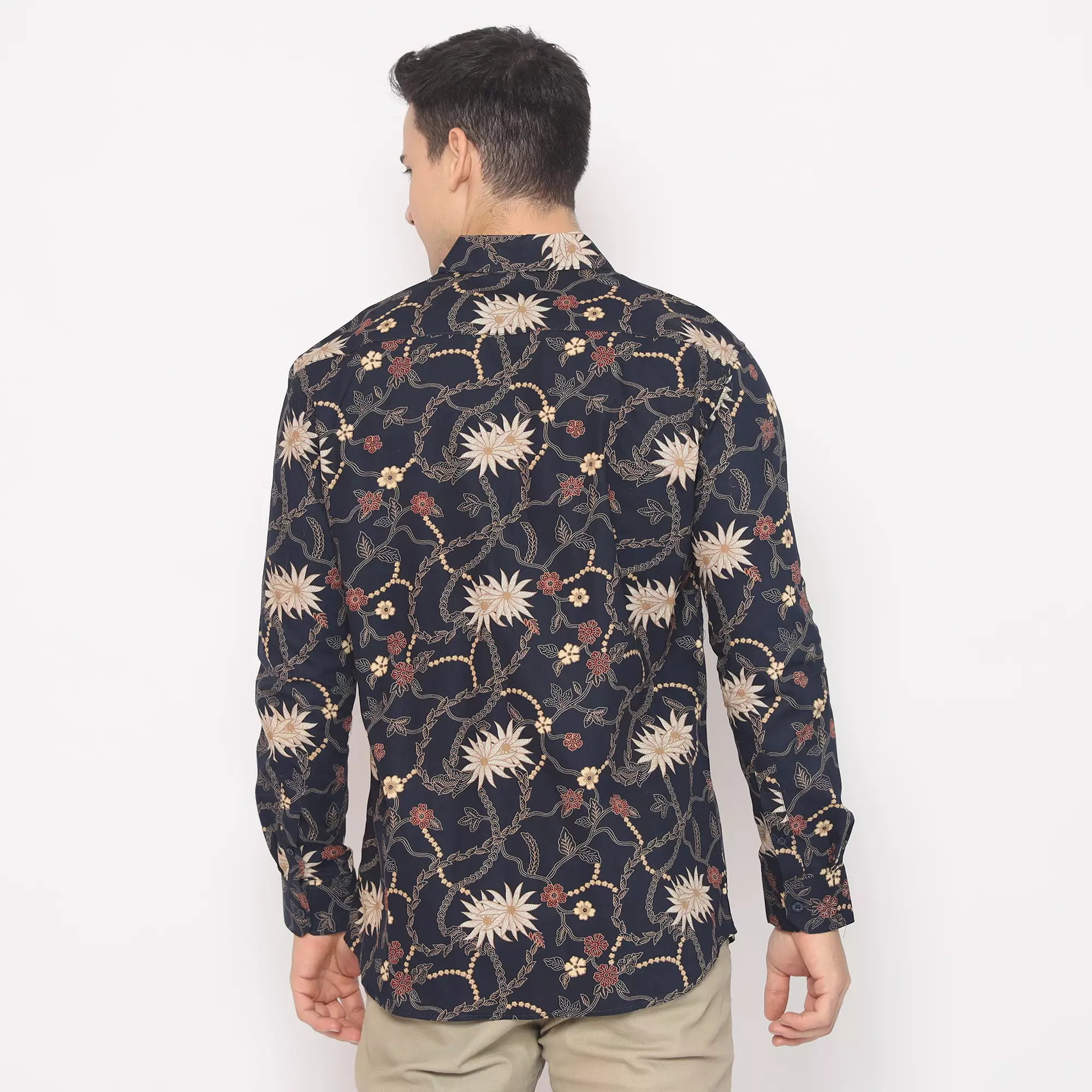 Platini Kemeja Batik Pria Lengan Panjang Katun  Navy 460518