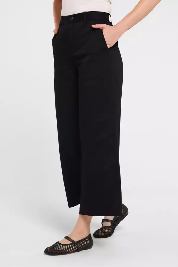 MINIMAL - Banou - Celana Kulot Lurus - Black Warna Black