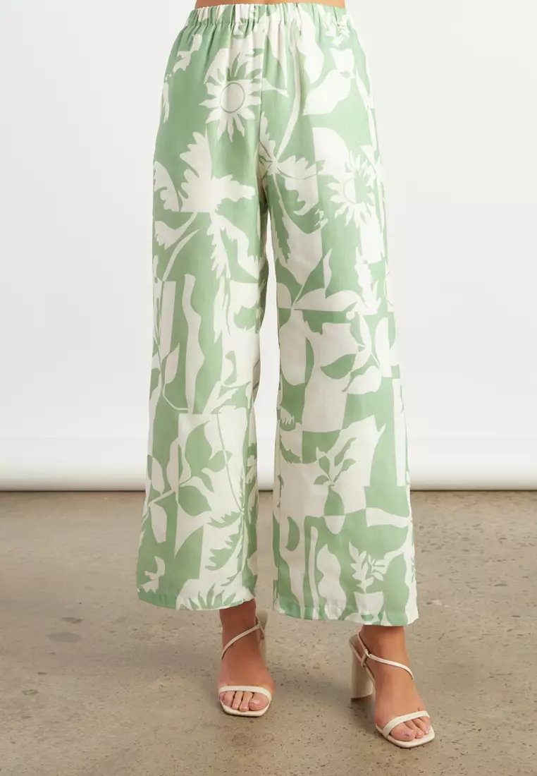 Tropical Icon Print Top and Pants Set