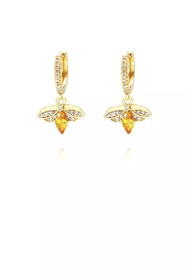 Gold bee cheap drop earrings