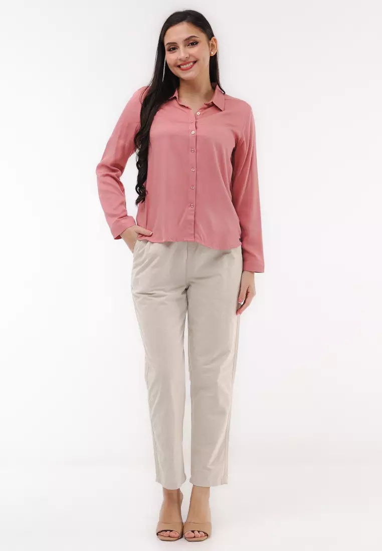 Single Twill Woven Long Sleeves Blouse