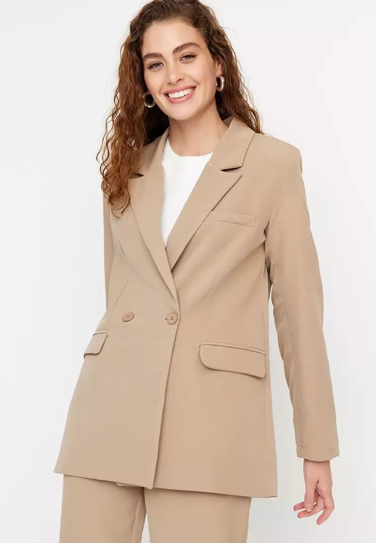 Mink Blazer Jacket-Pants Woven Two Piece Set TCTAW23US00132